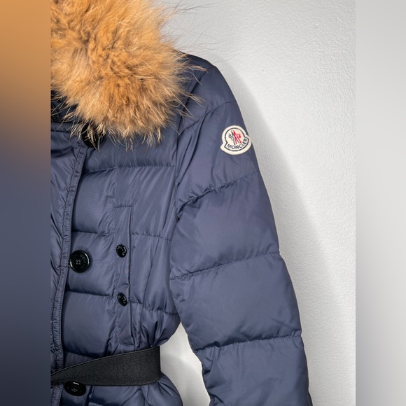 Moncler  Genevrier Down Puffer  Jacket Winter Coat Women’s Size XS Blue Khloe - Picture 3 of 9